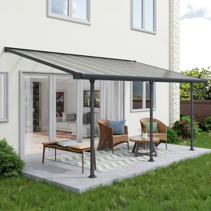 10 x 18 (3.00m x 5.46m) Palram Canopia Feria Patio Cover Grey With Clear Panels