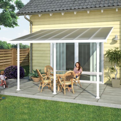 10 x 14 (3.00m x 4.25m) Palram Canopia Feria Patio Cover White With Clear Panels