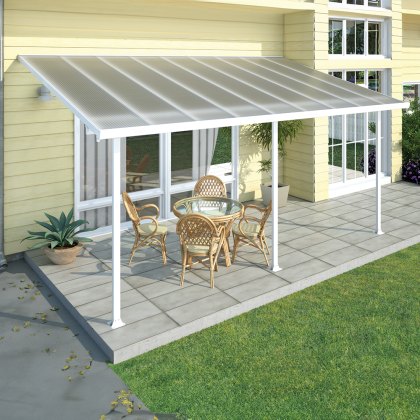 10 x 18 (3.00m x 5.46m) Palram Canopia Feria Patio Cover White With Clear Panels