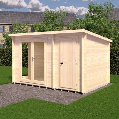 8G x 12 (2.39m x 3.59m) Shire Walsoken Log Cabin with Side Shed (19mm Logs) 8G x 12 (2.39m x 3.59m) Shire Walsoken Log Cabin with Side Shed (19mm Logs)