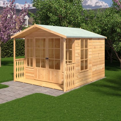 8 x 10 (2.46m x 2.99m) Shire Delmora Summerhouse with Verandah 8 x 10 (2.46m x 2.99m) Shire Delmora Summerhouse with Verandah
