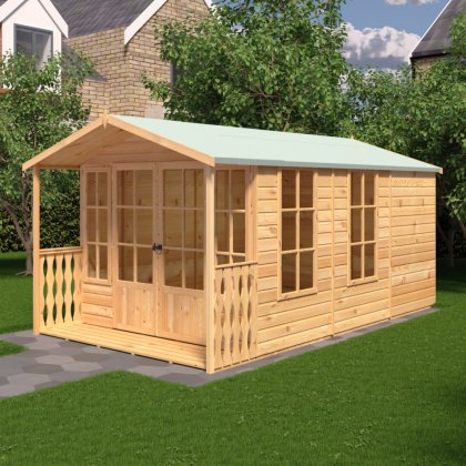 8 x 14 (2.46m x 4.19m) Shire Delmora Summerhouse with Verandah 8 x 14 (2.46m x 4.19m) Shire Delmora Summerhouse with Verandah