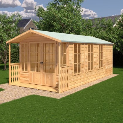 8 x 18 (2.46m x 5.38m) Shire Delmora Summerhouse with Verandah 8 x 18 (2.46m x 5.38m) Shire Delmora Summerhouse with Verandah
