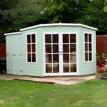 7 x 11 Shire Hampton Premium Corner Summerhouse with Side Shed