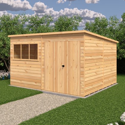 12 x 10 Shire Ranger Premium Pent Shed with Double Doors