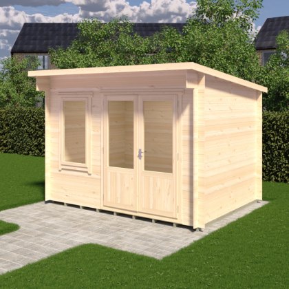 8G x 11 (2.78m x 3.35m) Shire Edgefield Pent Log Cabin in 19mm Logs 8G x 11 (2.78m x 3.35m) Shire Edgefield Pent Log Cabin in 19mm Logs