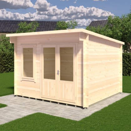 11 x 10G (3.37m x 3.35m) Shire Edgefield Pent Log Cabin (19mm Logs) 11 x 10G (3.37m x 3.35m) Shire Edgefield Pent Log Cabin (19mm Logs)