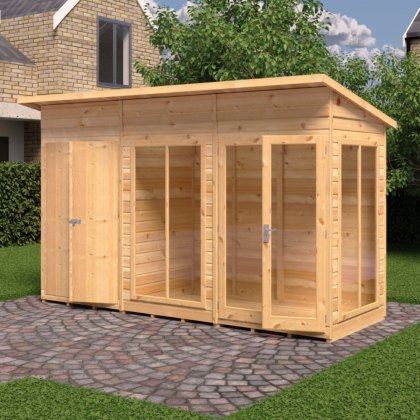 12 x 4 Shire Lela Pent Summerhouse with Side Shed