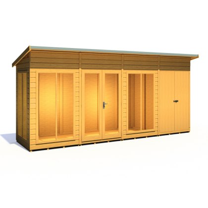 16 x 4 Shire Lela Pent Summerhouse with Side Shed