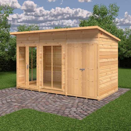 12 x 6 Shire Lela Pent Summerhouse with Side Shed