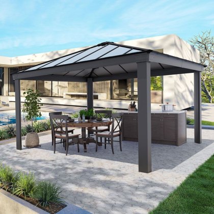 14 x 14 Palram Canopia Dallas Grey Garden Gazebo 14 x 14 Palram Canopia Dallas Grey Garden Gazebo