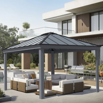 14 x 16 Palram Canopia Dallas Grey Garden Gazebo 14 x 16 Palram Canopia Dallas Grey Garden Gazebo