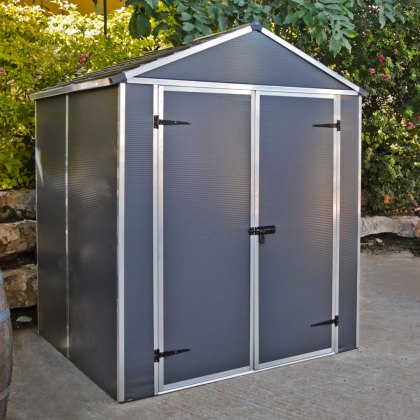 Palram Canopia Rubicon Plastic Apex Shed in Dark Grey 6 x 5