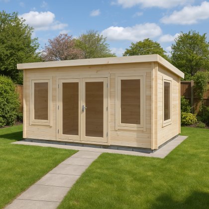 10G x 13 (2.99 x 3.99m) Shire Emneth Pent Log Cabin in 19mm Logs 10G x 13 (2.99 x 3.99m) Shire Emneth Pent Log Cabin in 19mm Logs