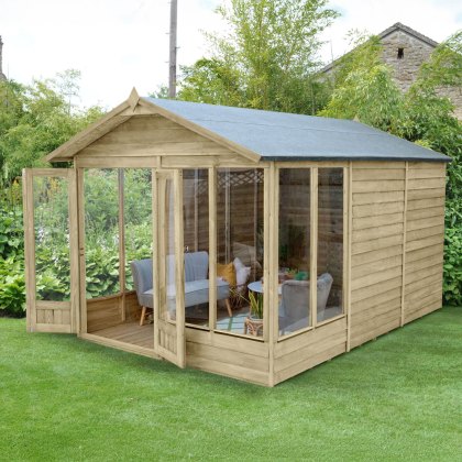 12 x 8 Forest Oakley Summerhouse Pressure Treated - 25 Year Guarantee