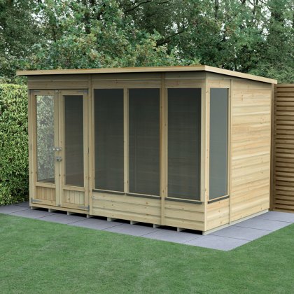 10 x 6 Forest Beckwood Pent Summerhouse with Double Doors - 25yr Guarantee