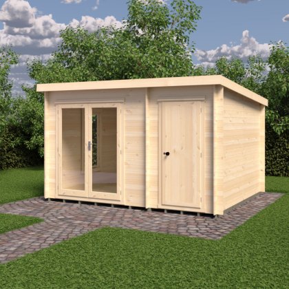 10G x 12 Shire Elm Log Cabin with Side Shed in 19mm Logs