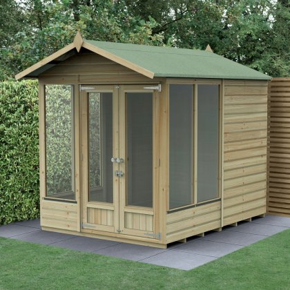 8 x 6 Forest Beckwood Apex Summerhouse with Double Doors - 25yr Guarantee