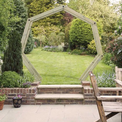 2.39m x 0.27m Grange Hex Moon Gate Wooden Garden Arch