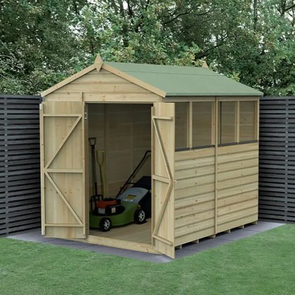 8 x 6 Forest Beckwood Apex Shed Shiplap with Double Door 25yr Guarantee