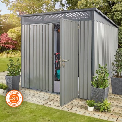 8 x 8 Hex Living Hixon Pent Metal Shed in Anthracite Grey