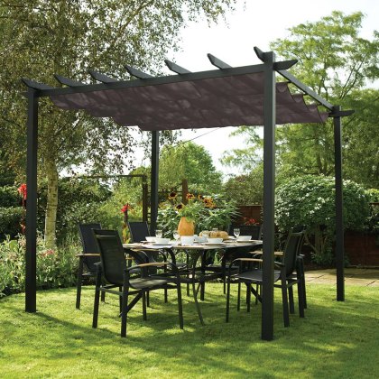 Rowlinson Latina Metal Pergola in Grey 3m x 3m