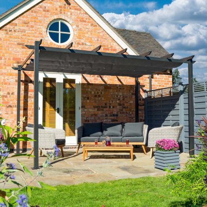 Rowlinson Venetian Metal Pergola in Grey 4m x 3m