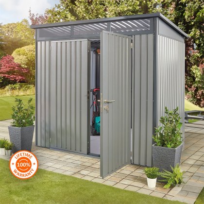 8 x 6 Hex Living Hixon Pent Metal Shed in Anthracite Grey