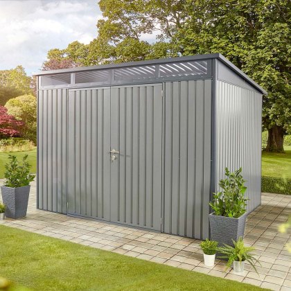 10 x 8 Hex Living Hixon Pent Metal Shed in Anthracite Grey