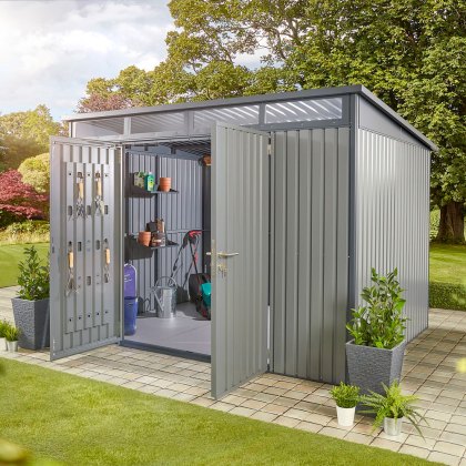 10 x 6 Hex Living Hixon Pent Metal Shed in Anthracite Grey