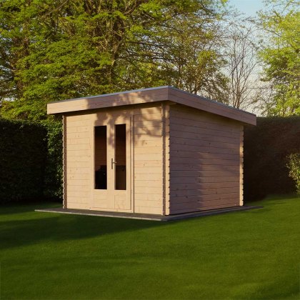 3m x 3m Lugarde Pent Log Cabin in 28mm Wall Thickness