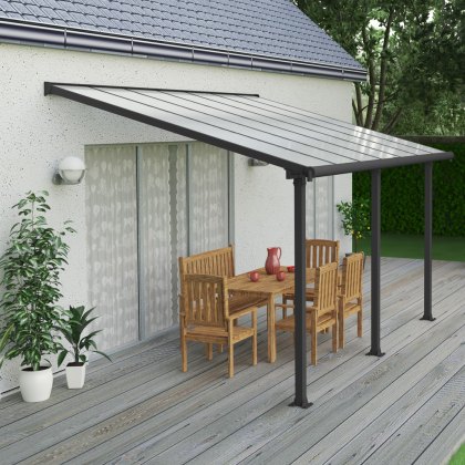 10 x 14 (3.00m x 4.25m) Palram Canopia Olympia Grey Patio Cover With Clear Panels