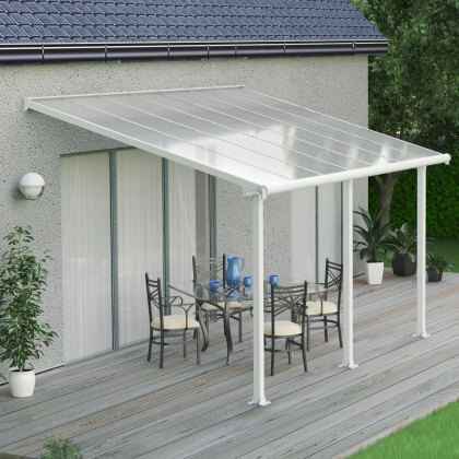 10 x 14 (3.00m x 4.25m) Palram Canopia Olympia White Patio Cover With Clear Panels