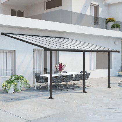 10 x 18 (3.00m x 5.46m) Palram Canopia Olympia Grey Patio Cover With Clear Panels