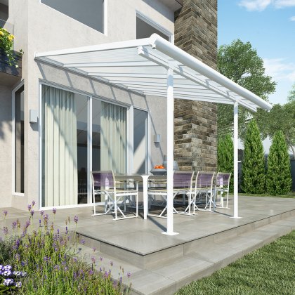 10 x 10 (3.00m x 3.14m) Palram Canopia Sierra White Clear Patio Cover