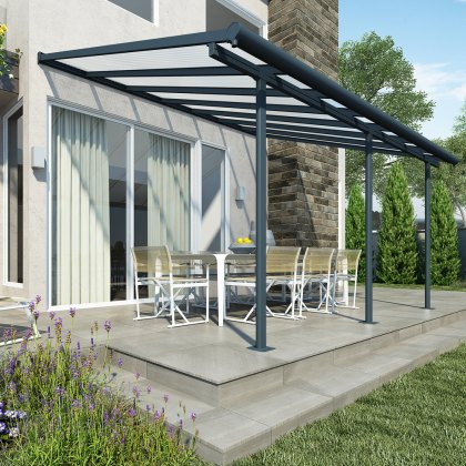 10 x 14 (3.00m x 4.34m) Palram Canopia Sierra Grey Clear Patio Cover