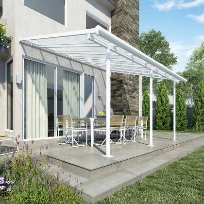 10 x 14 (3.00m x 4.34m) Palram Canopia Sierra White Clear Patio Cover