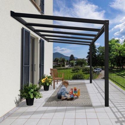 11 x 12 (3.42m x 3.70m) Palram Canopia Stockholm Grey Clear Patio Cover