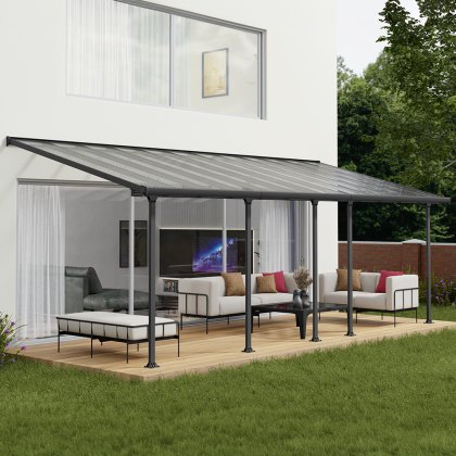 10 x 24 (3.00m x 7.30m) Palram Canopia Feria Patio Cover Grey With Clear Panels