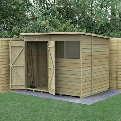 8 x 6 Forest 4Life Overlap Pent Wooden Shed with Double Doors