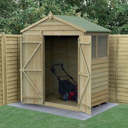 6 x 4 Forest 4Life Overlap Apex Wooden Shed with Double Doors