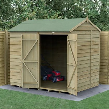 8 x 6 Forest 4Life Overlap Windowless Reverse Apex Wooden Shed 25yr Guarantee