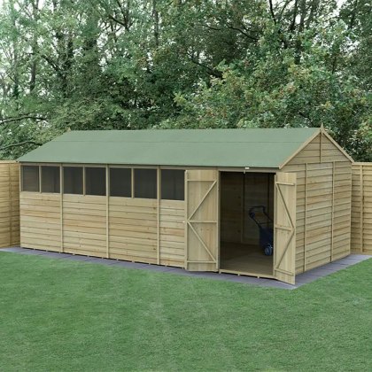 20 x 10 Forest 4Life Overlap Reverse Apex Wooden Shed with Double Doors 25yr Guarantee