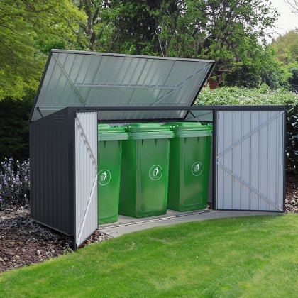 8 x 3 Lotus Pandora Metal Triple Bin Store in Anthracite Grey