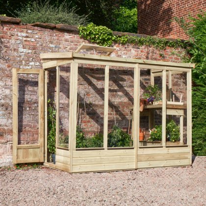 4 x 8 Forest Wallscape Lean To Greenhouse with Open Back - Pressure Treated