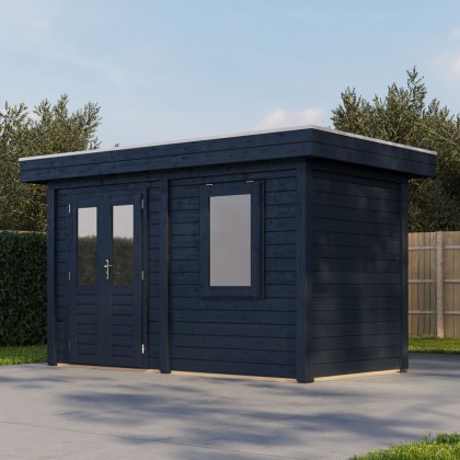 4m x 2m Lugarde Select Aberdeen Pent Summerhouse in 28mm & 44mm Wall Thickness - Black