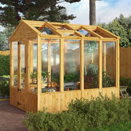 8 x 6 Mercia Woodsman Wooden Greenhouse - Toughened Glass