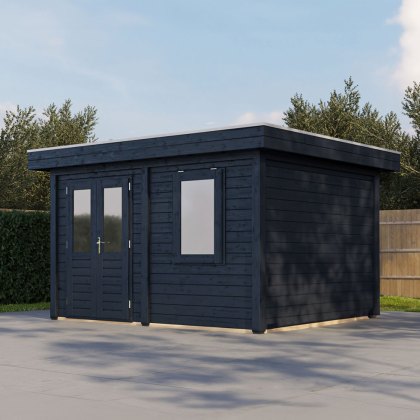 4m x 3m Lugarde Cardiff Summerhouse in 28mm & 44mm Wall Thickness - Black