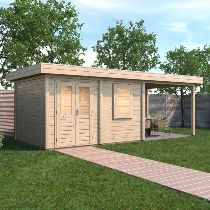 7m x 3m Lugarde Newport Summerhouse With Side Canopy In 28mm & 44mm Wall Thickness