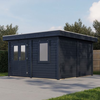 4m x 4m Lugarde Bristol Summerhouse in 28mm & 44mm Wall Thickness - Black